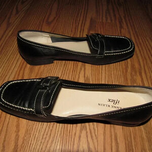 Anne Klein iFlex Black Leather Loafers Size 6.5M